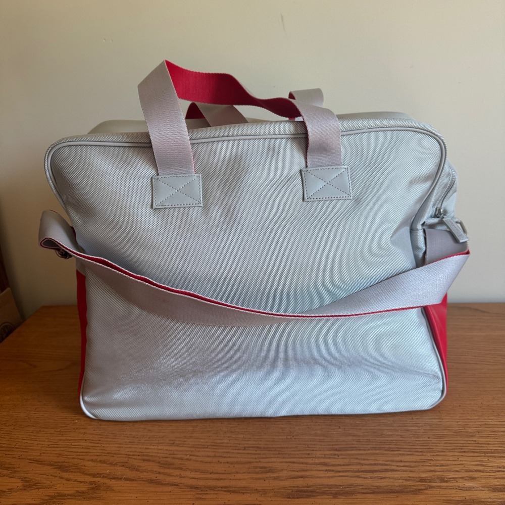 Calvin Klein CK Grey and Red Colorblock Duffel Travel‎ Bag with Shoulder Strap